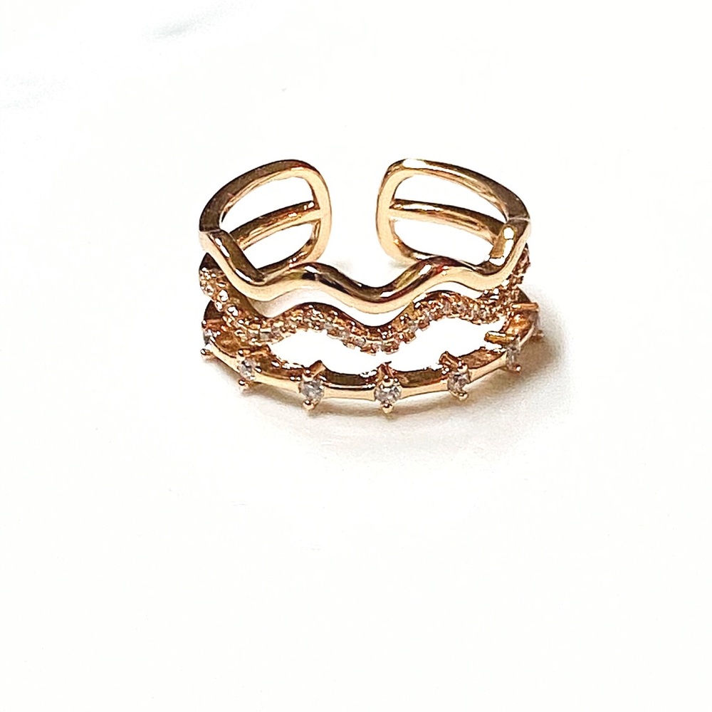 Just In๐ Rose Gold Color Wave Multilayer Ring - Picture 3 of 4